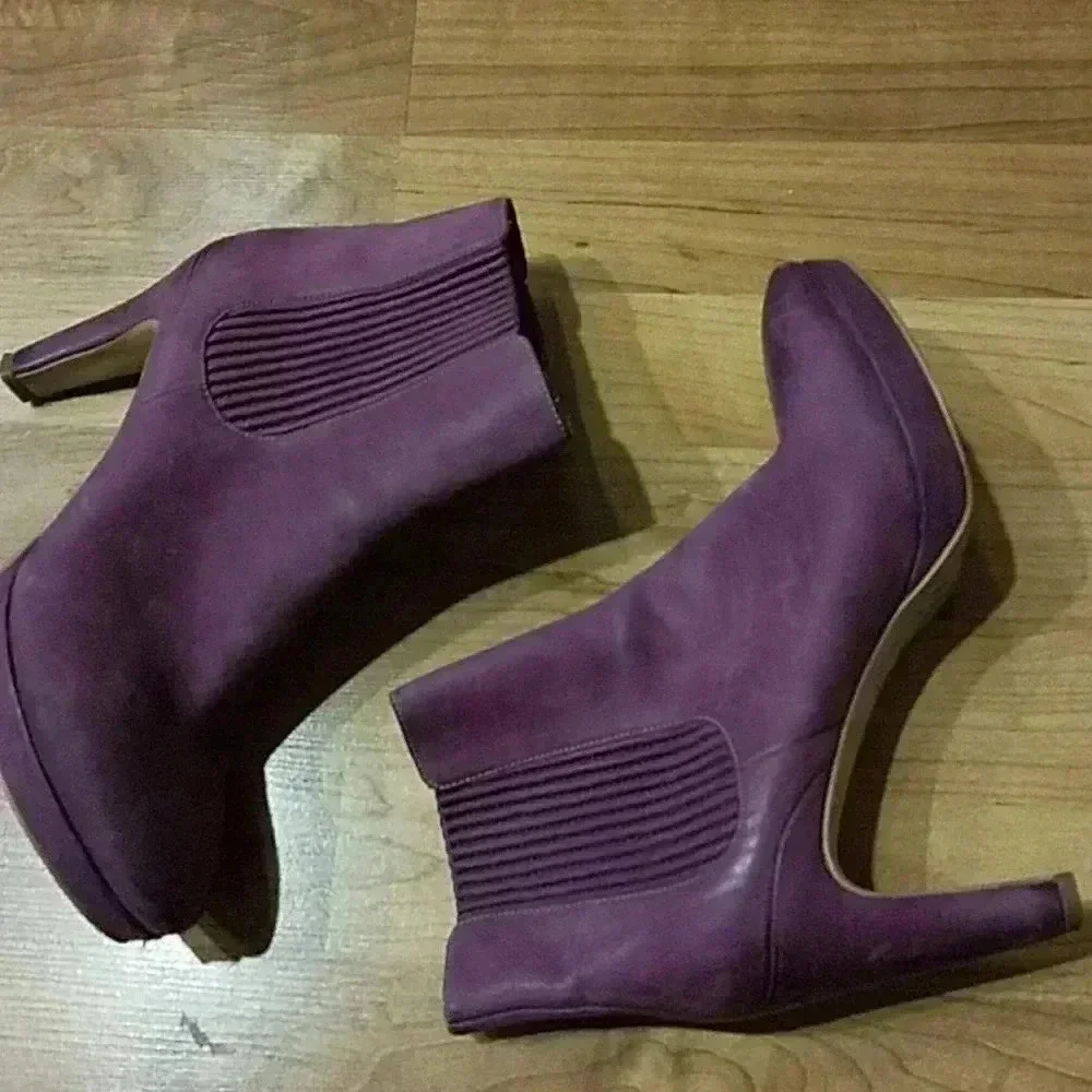 ECCO NAVOI PLATFORM CHELSEA BOOTIES GENUINE LEATHER VIOLET PURPLE 40